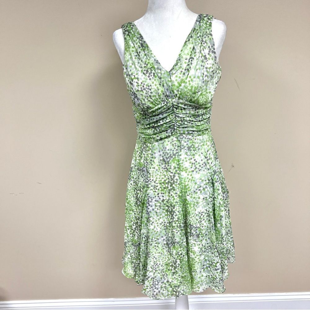 - Bloomingdale’s silk dotted midi dress  size 4P